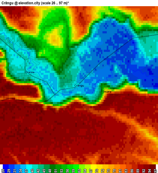 Crângu elevation map