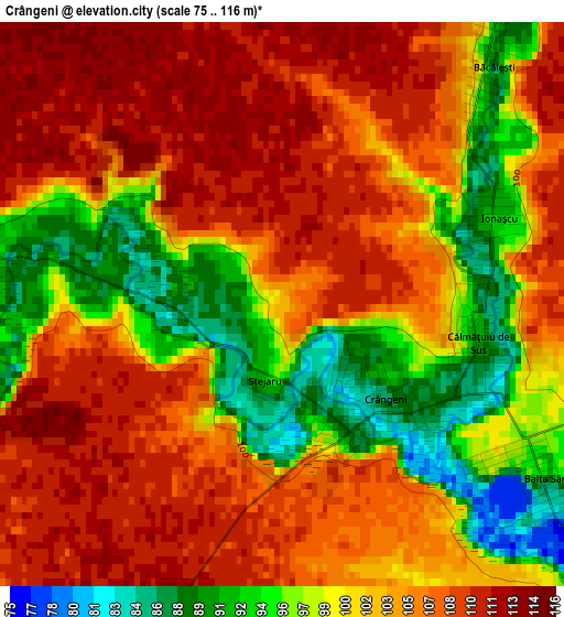 Crângeni elevation map