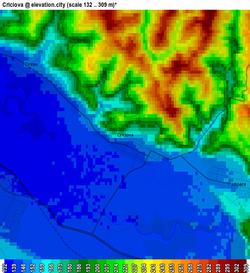 Criciova elevation map