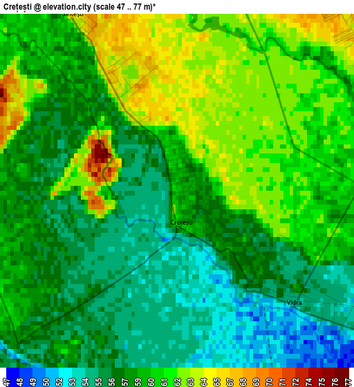 Crețești elevation map