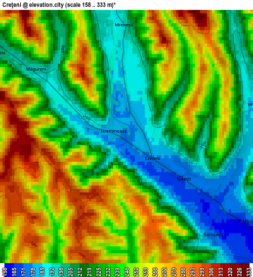 Creţeni elevation map