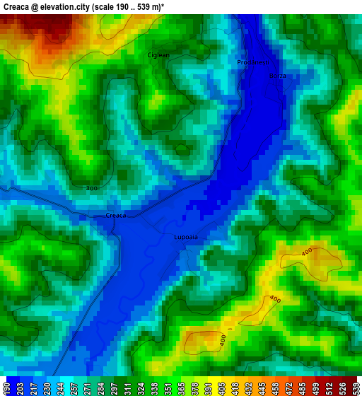 Creaca elevation map