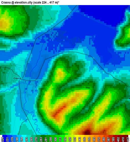 Crasna elevation map