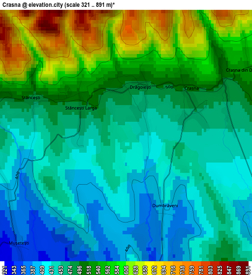 Crasna elevation map