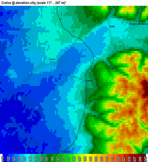 Craiva elevation map