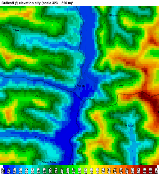 Crăiești elevation map