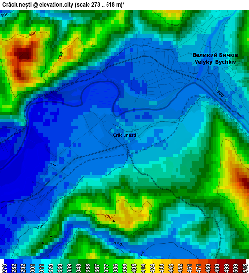 Crăciunești elevation map