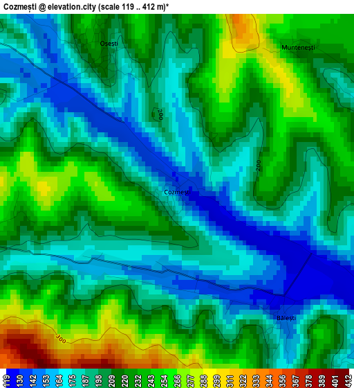 Cozmești elevation map