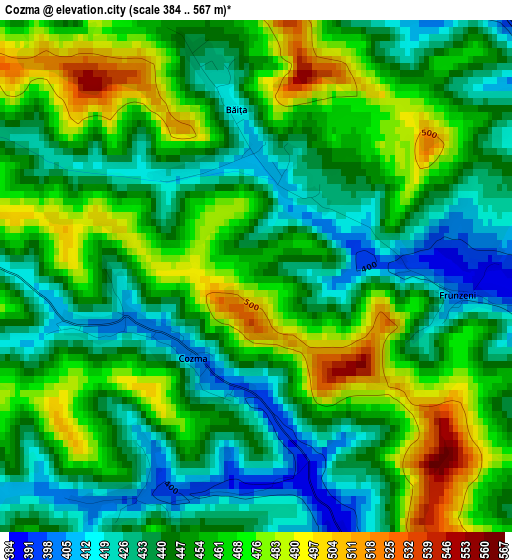 Cozma elevation map