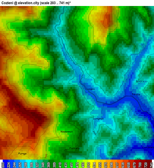 Cozieni elevation map