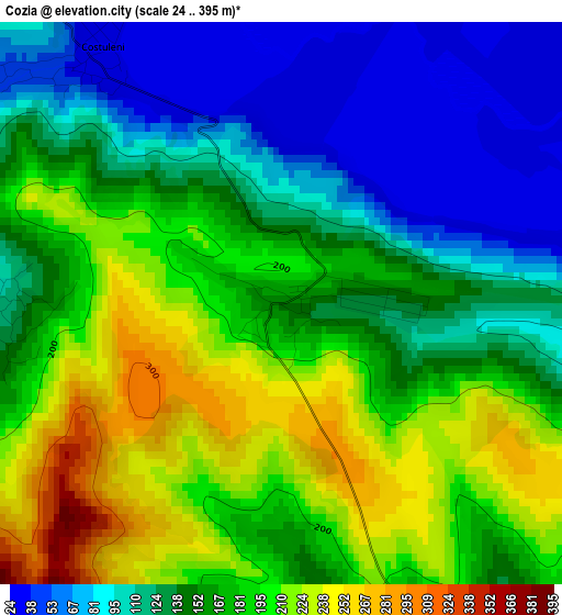 Cozia elevation map