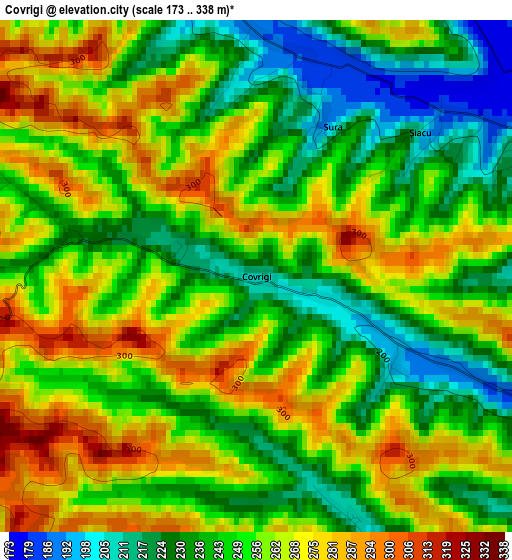 Covrigi elevation map