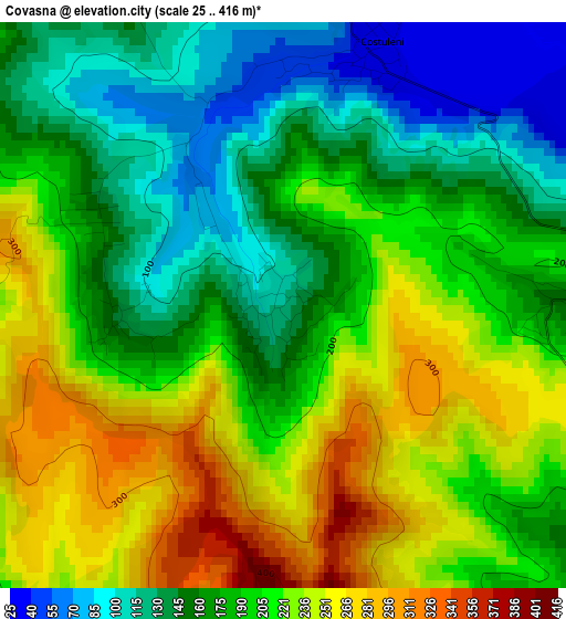 Covasna elevation map