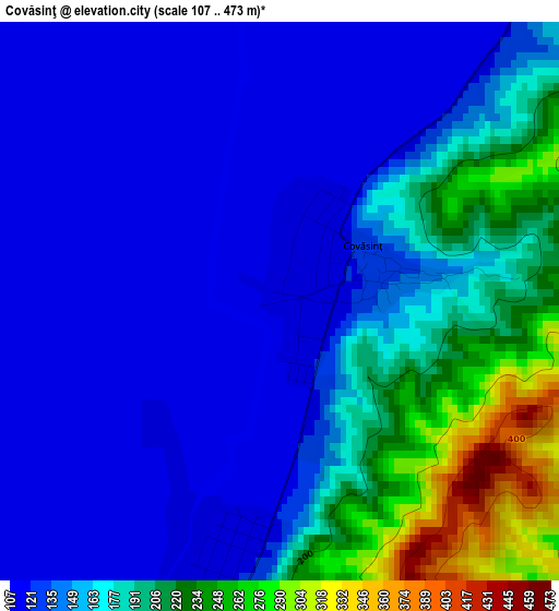 Covăsinţ elevation map