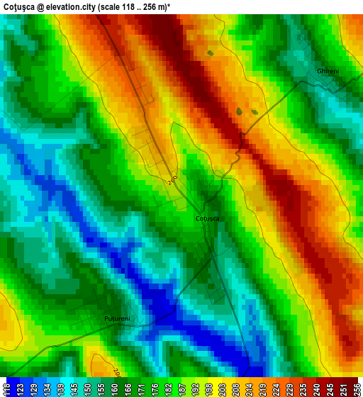 Coţuşca elevation map