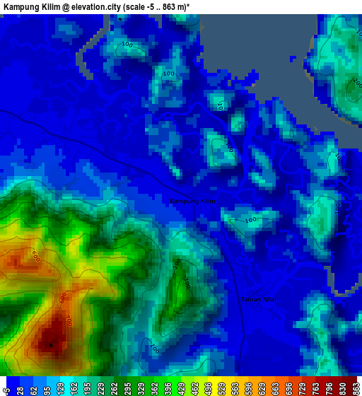 Kampung Kilim elevation map