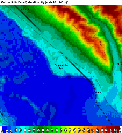 Coțofenii din Față elevation map