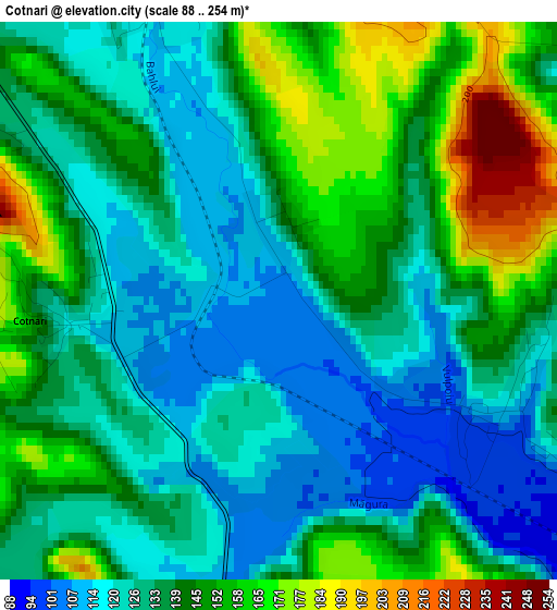 Cotnari elevation map