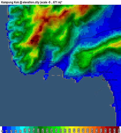 Kampung Kok elevation map