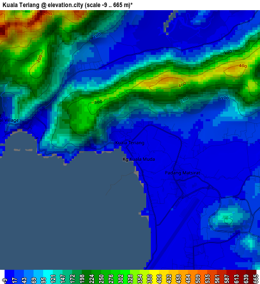 Kuala Teriang elevation map