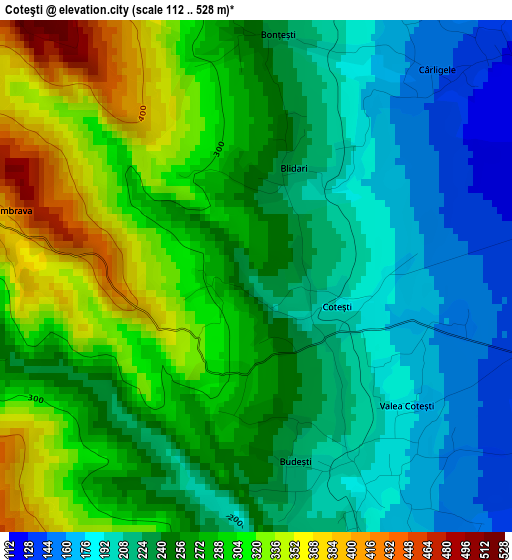 Coteşti elevation map