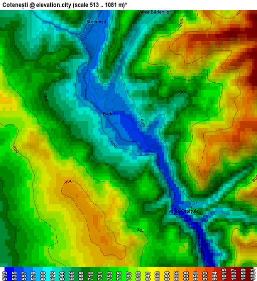 Cotenești elevation map