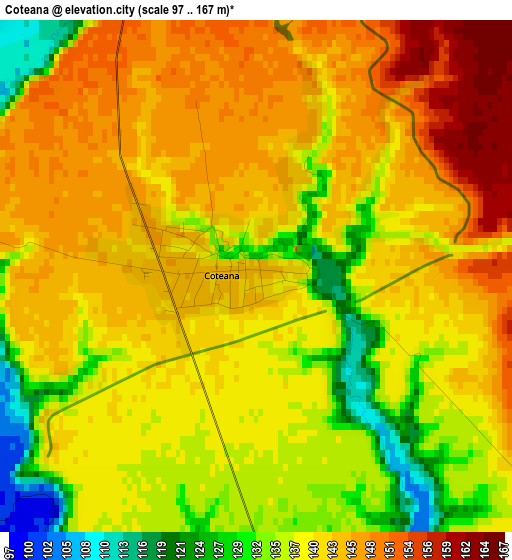 Coteana elevation map