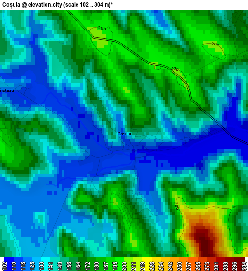 Coșula elevation map