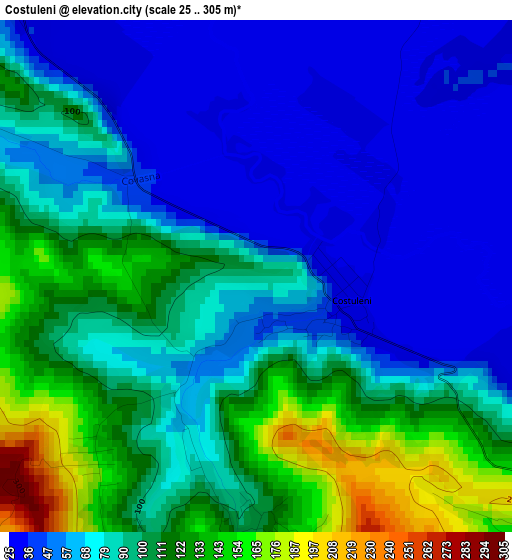 Costuleni elevation map