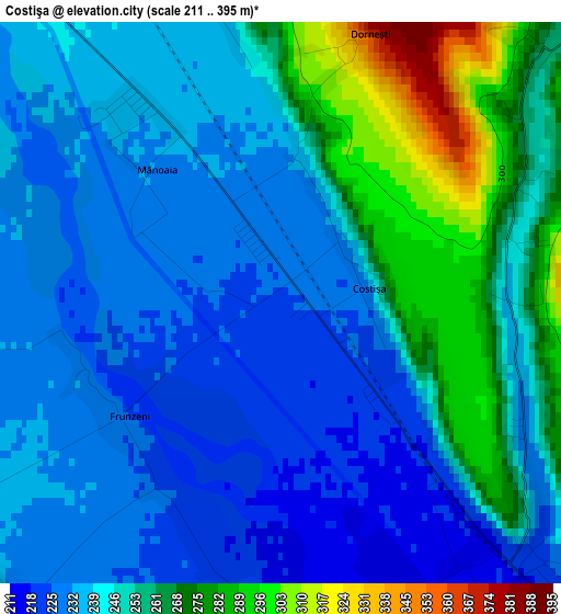 Costişa elevation map