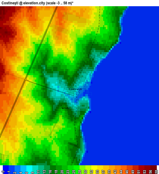 Costineşti elevation map