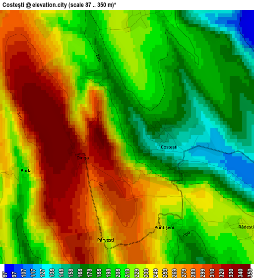 Costeşti elevation map