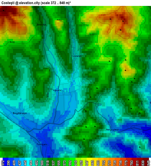 Costeşti elevation map