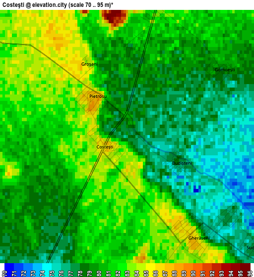Costeşti elevation map