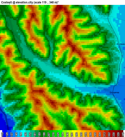 Costești elevation map