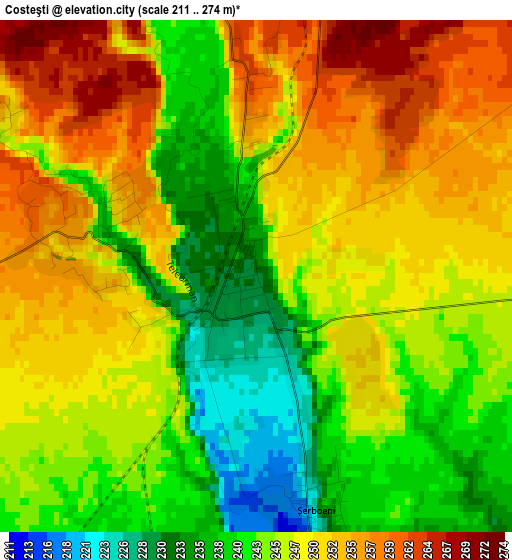 Costeşti elevation map