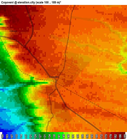 Coşoveni elevation map