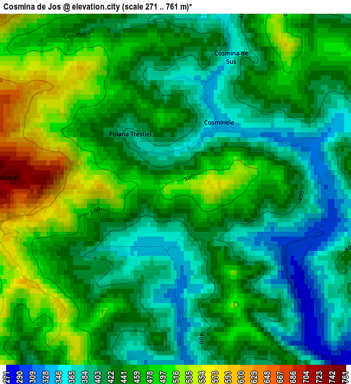 Cosmina de Jos elevation map