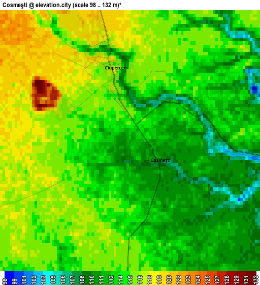 Cosmeşti elevation map