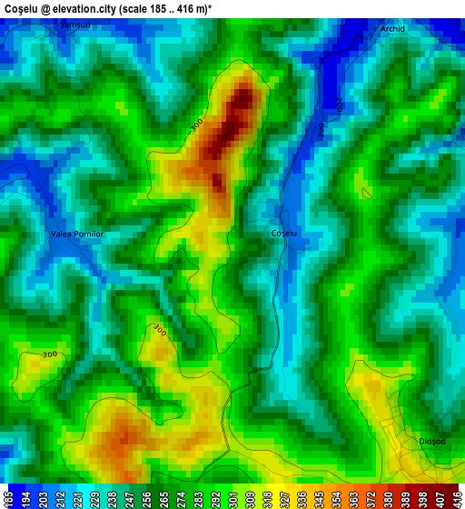 Coşeiu elevation map