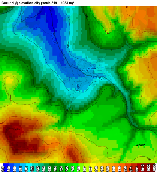 Corund elevation map