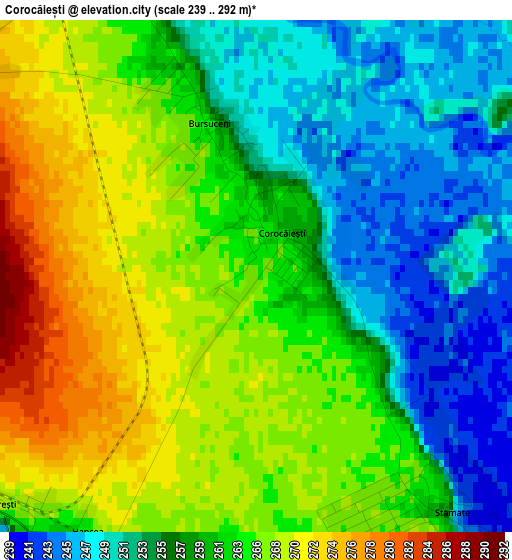 Corocăiești elevation map