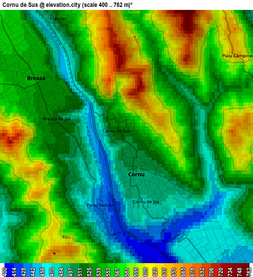 Cornu de Sus elevation map