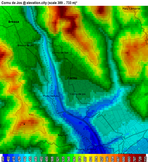 Cornu de Jos elevation map