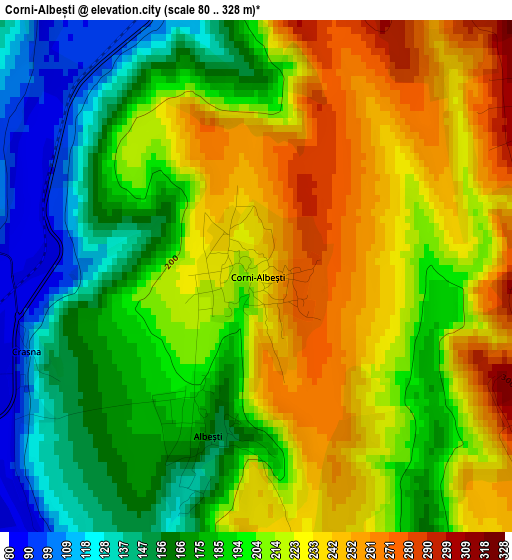 Corni-Albești elevation map