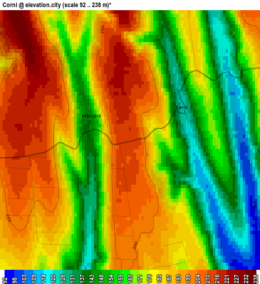 Corni elevation map