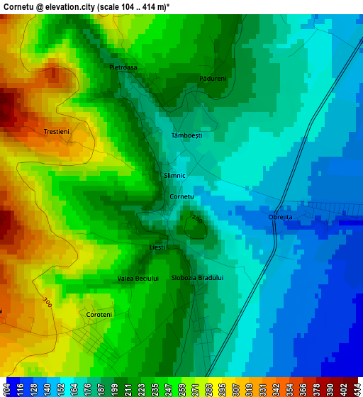 Cornetu elevation map