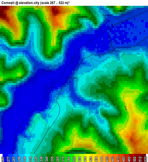 Cornești elevation map