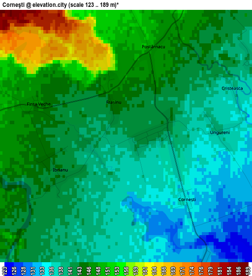 Corneşti elevation map