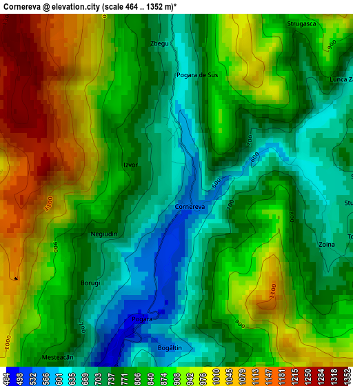 Cornereva elevation map